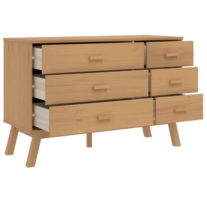Vidaxl Komoda drewniana OLDEN 6 szuflad 111x42 cm - 90% taniej