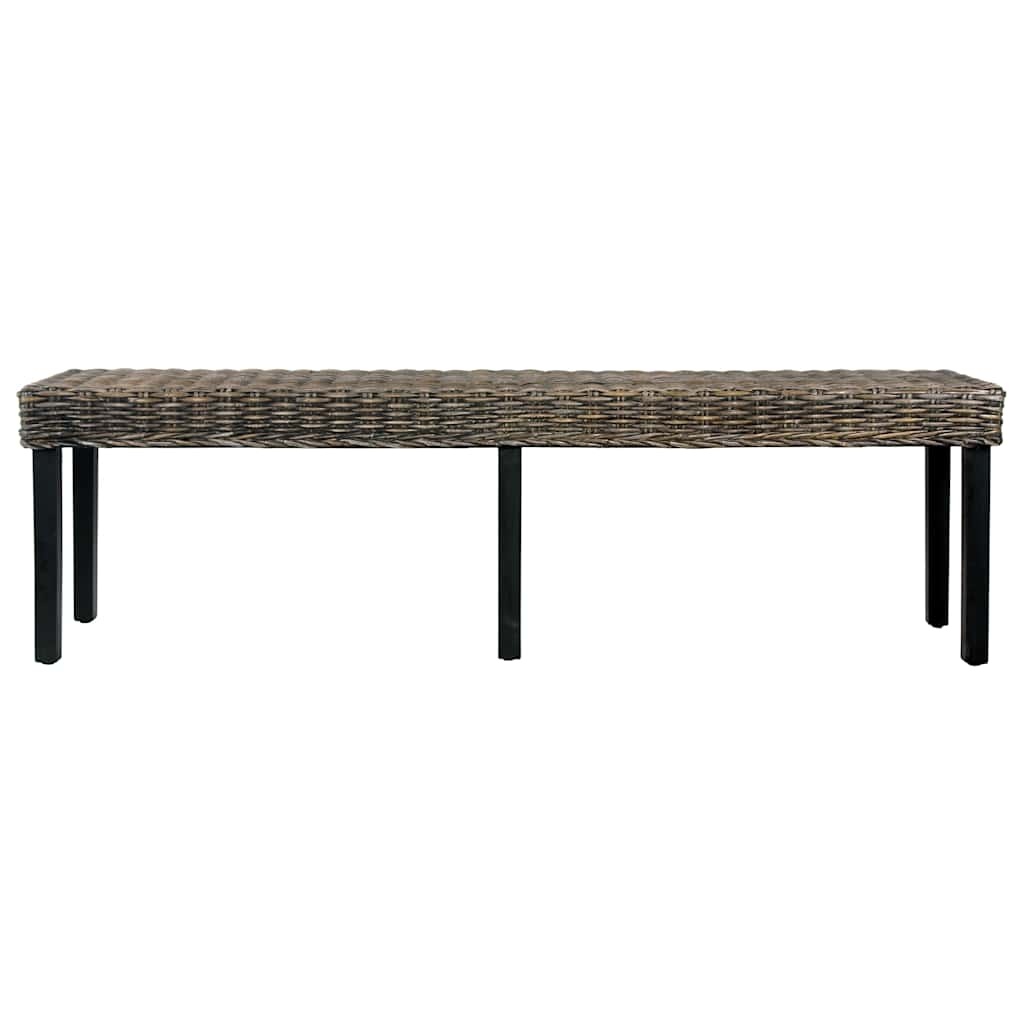 Vidaxl Czarna ławka z rattanu kubu i drewna mango 160 cm - 75% taniej