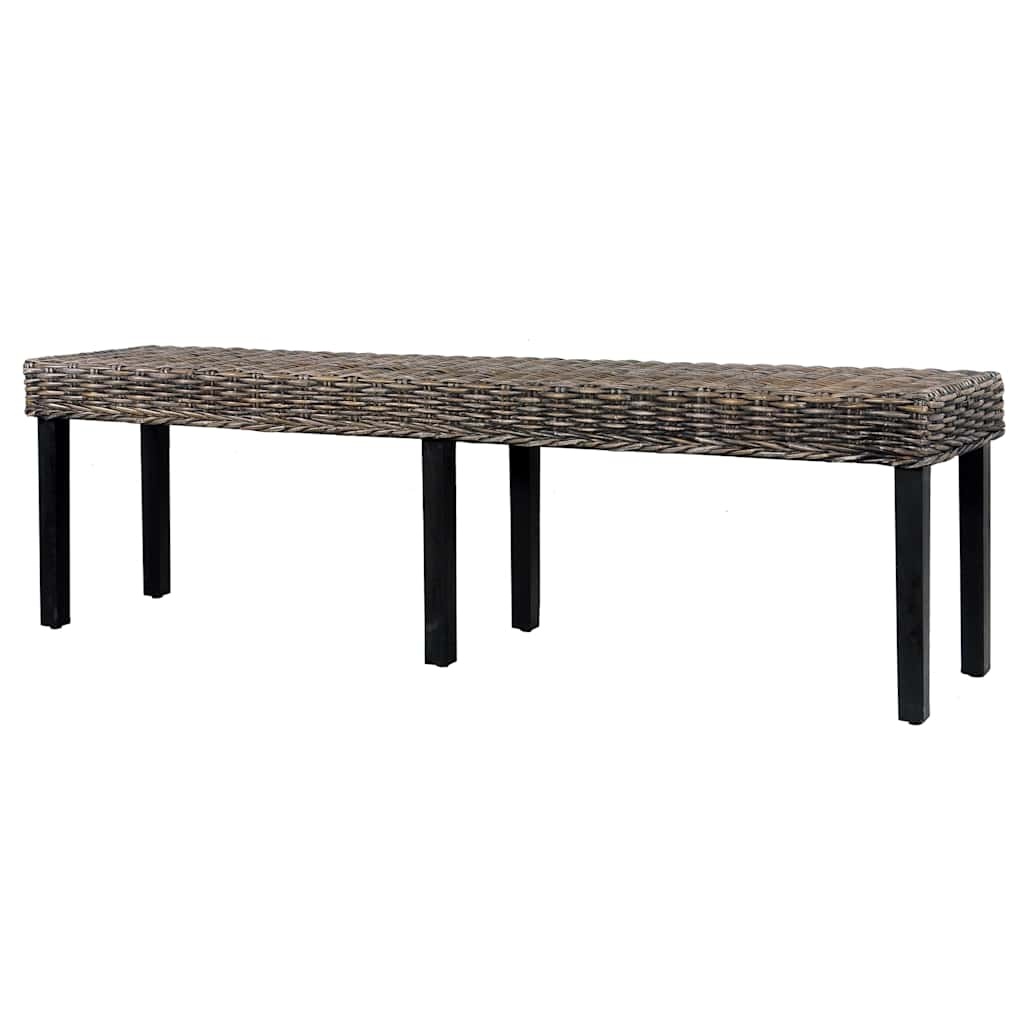 Vidaxl Czarna ławka z rattanu kubu i drewna mango 160 cm - 75% taniej