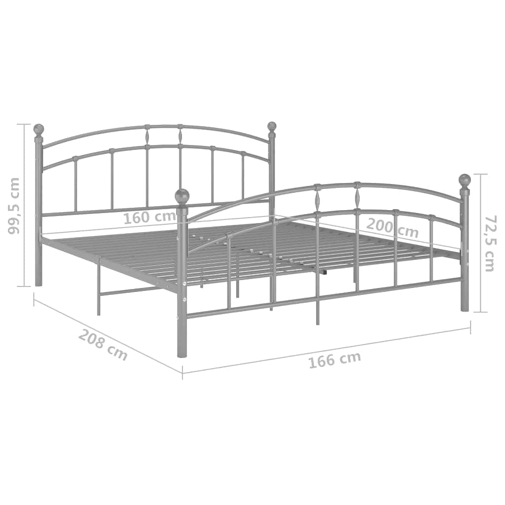 Vidaxl Metalowa rama łóżka 160x200 cm - szara - 78% taniej