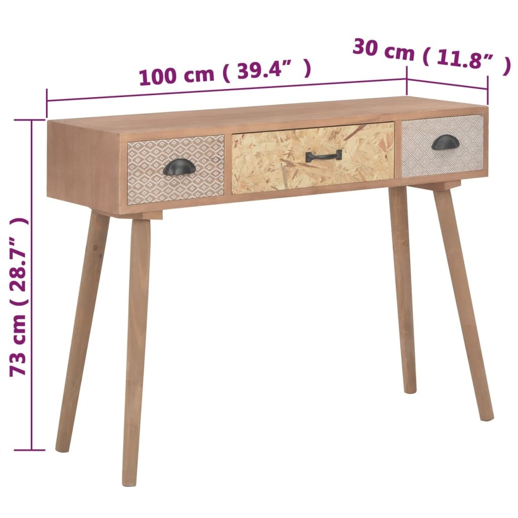 Vidaxl Rustykalna konsola z 3 szufladami 100x30 cm - 77% taniej