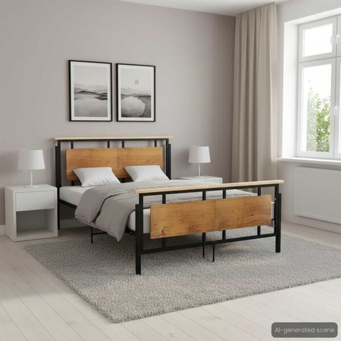 Vidaxl Metalowa rama łóżka 140x200 cm - czarna - 87% taniej