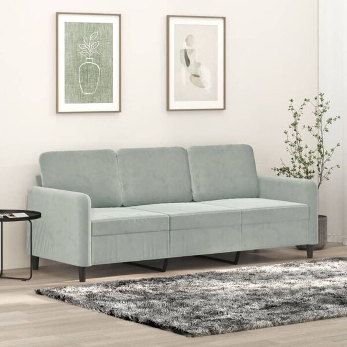 Vidaxl Sofa trzyosobowa welurowa 180 cm jasnoszara - 84% taniej