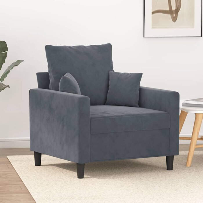 Vidaxl Fotel welurowy ciemnoszary 60 cm - 85% taniej
