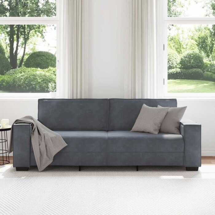 Vidaxl Aksamitna sofa trzyosobowa 180 cm ciemnoszara - 89% taniej