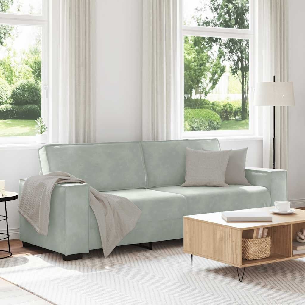 Vidaxl Elegancka sofa trzyosobowa welurowa 180 cm - jasnoszara - 85% taniej