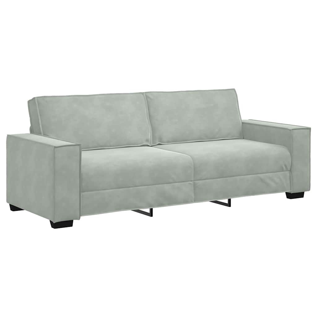 Vidaxl Elegancka sofa trzyosobowa welurowa 180 cm - jasnoszara - 85% taniej
