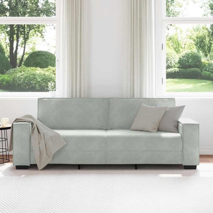 Vidaxl Elegancka sofa trzyosobowa welurowa 180 cm - jasnoszara - 85% taniej