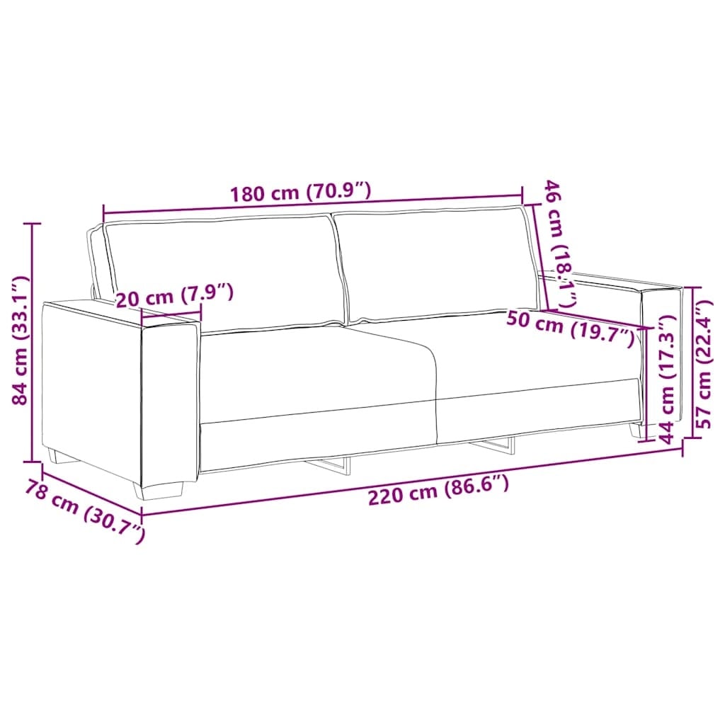 Vidaxl Elegancka sofa trzyosobowa welurowa 180 cm - jasnoszara - 85% taniej