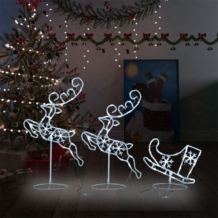 Vidaxl Świąteczna dekoracja LED renifery z saniami 260 cm - 80% taniej!