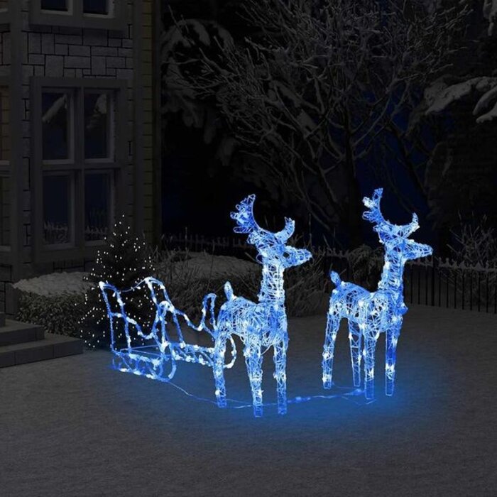 Vidaxl Świąteczne renifery z saniami 130 cm, 160 LED - 66% taniej