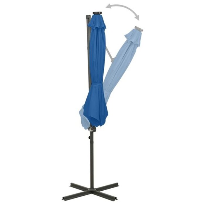 Vidaxl Parasol ogrodowy wiszący LED 300 cm błękitny - 80% taniej
