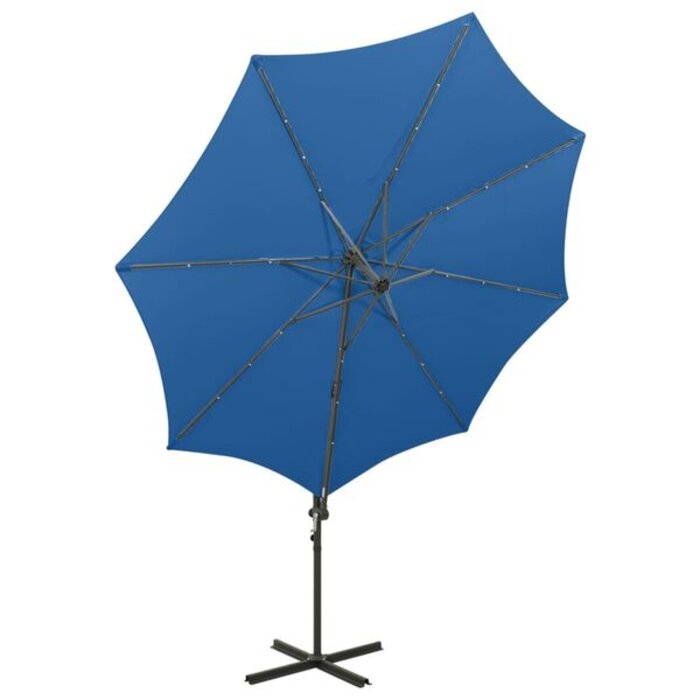 Vidaxl Parasol ogrodowy wiszący LED 300 cm błękitny - 80% taniej