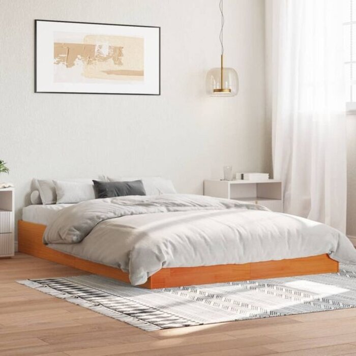 Vidaxl Rama łóżka 160x200 cm, lite drewno sosnowe, wosk brązowy - 81% taniej
