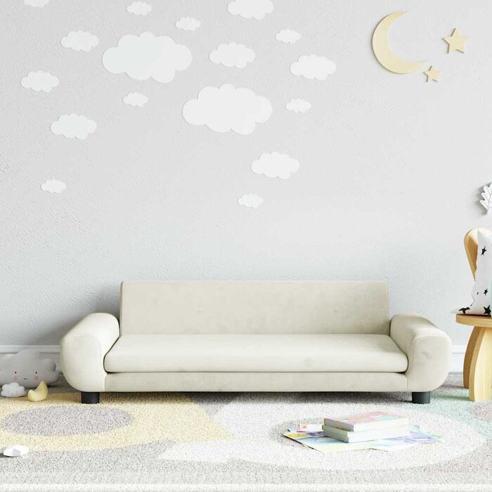 Vidaxl Dziecięca sofa welurowa kremowa 100x54x33 cm - 84% taniej