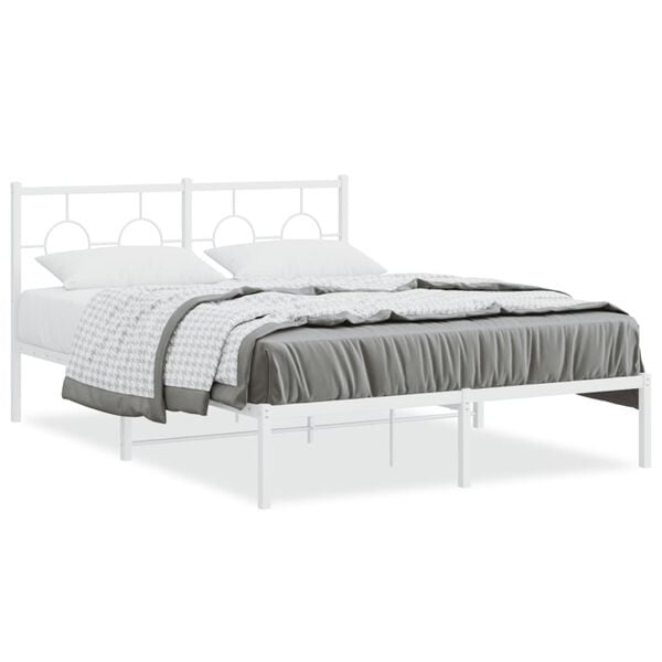 Vidaxl Metalowa rama łóżka 140x190 cm biała - 83% taniej
