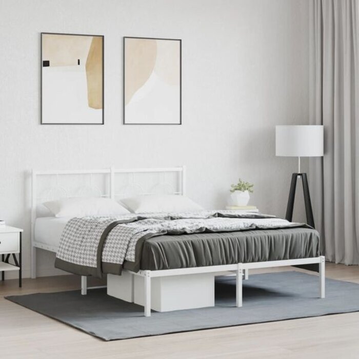 Vidaxl Metalowa rama łóżka 140x190 cm biała - 83% taniej