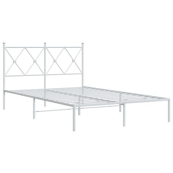 Vidaxl Metalowa rama łóżka 120x190 cm z zagłówkiem - biała - 84% taniej