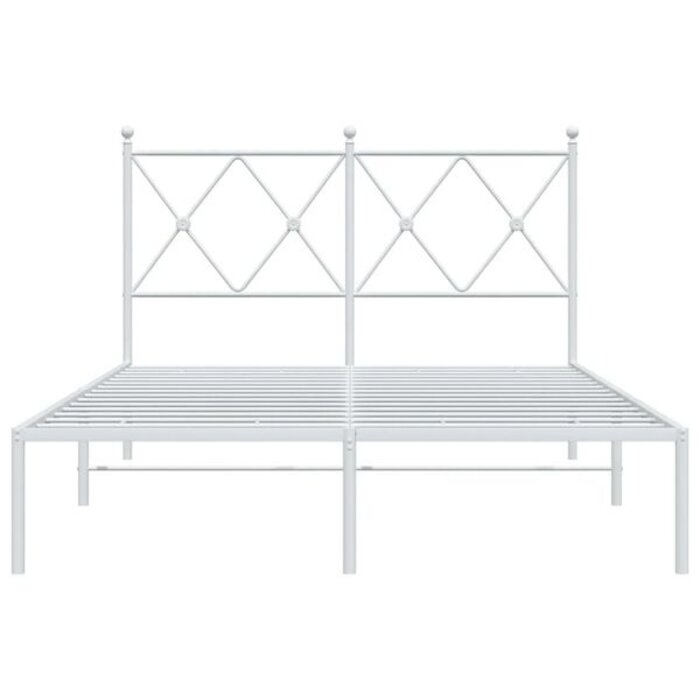 Vidaxl Metalowa rama łóżka 120x190 cm z zagłówkiem - biała - 84% taniej