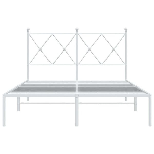 Vidaxl Metalowa rama łóżka 120x190 cm z zagłówkiem - biała - 84% taniej