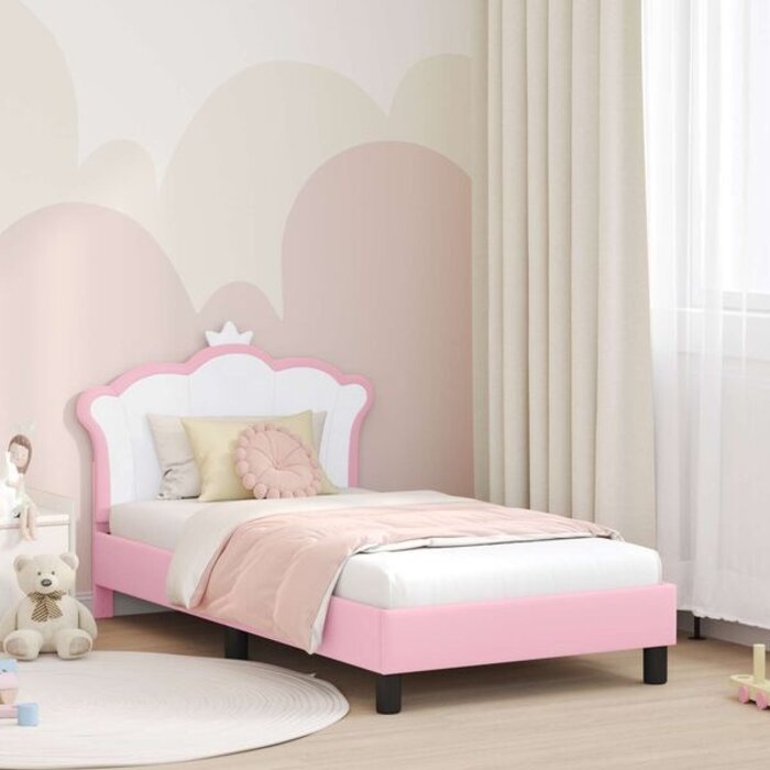 Vidaxl Różowe łóżko dziecięce 80x160 cm z zagłówkiem - 76% taniej