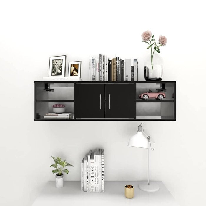 Vidaxl Czarna półka ścienna 102x30x29 cm - 74% taniej
