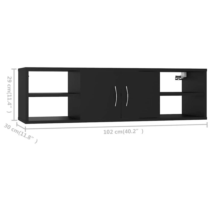 Vidaxl Czarna półka ścienna 102x30x29 cm - 74% taniej