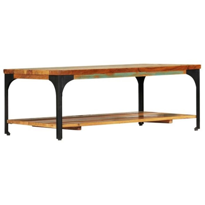Vidaxl Stolik kawowy z półką, lite drewno z recyklingu, 100x60 cm - 85% taniej