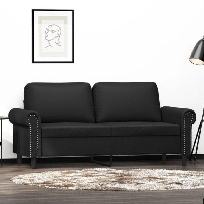 Vidaxl Nowoczesna sofa dwuosobowa 140 cm, czarna - 82% taniej