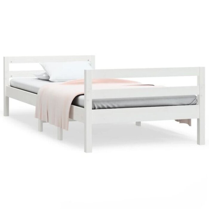 Vidaxl Rama łóżka z litego drewna sosnowego 90x190 cm biała - 82% taniej