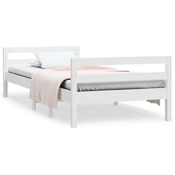 Vidaxl Rama łóżka z litego drewna sosnowego 90x190 cm biała - 82% taniej