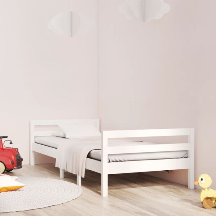 Vidaxl Rama łóżka z litego drewna sosnowego 90x190 cm biała - 82% taniej