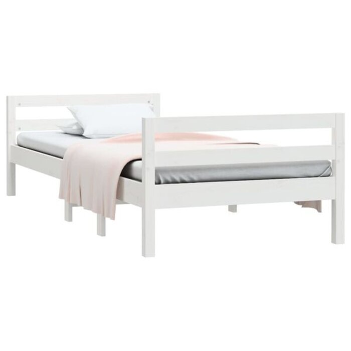 Vidaxl Rama łóżka z litego drewna sosnowego 90x190 cm biała - 82% taniej