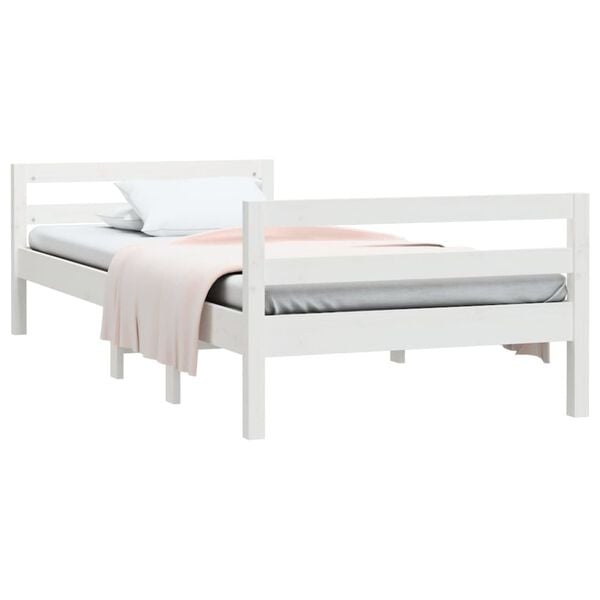 Vidaxl Rama łóżka z litego drewna sosnowego 90x190 cm biała - 82% taniej