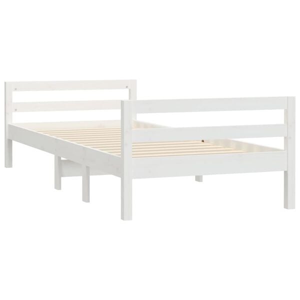 Vidaxl Rama łóżka z litego drewna sosnowego 90x190 cm biała - 82% taniej