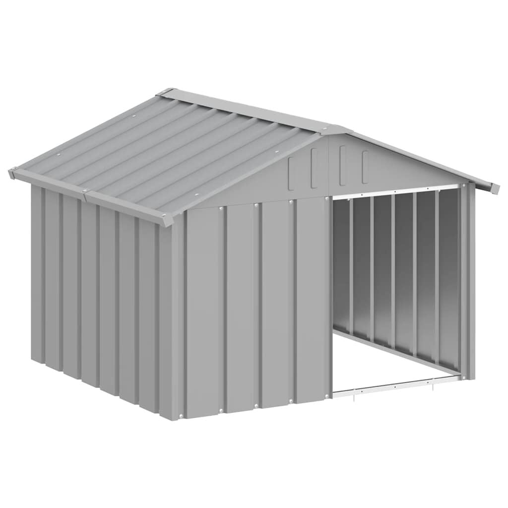 Vidaxl Stalowa buda dla psa 116,5x103x81,5 cm - Szara - 80% taniej