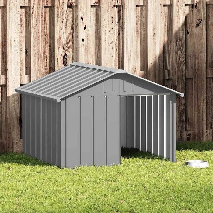 Vidaxl Stalowa buda dla psa 116,5x103x81,5 cm - Szara - 80% taniej