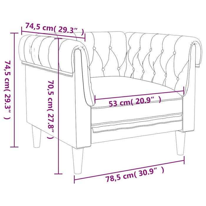 Vidaxl Fotel Chesterfield Taupe 78,5x74,5cm - 78% taniej