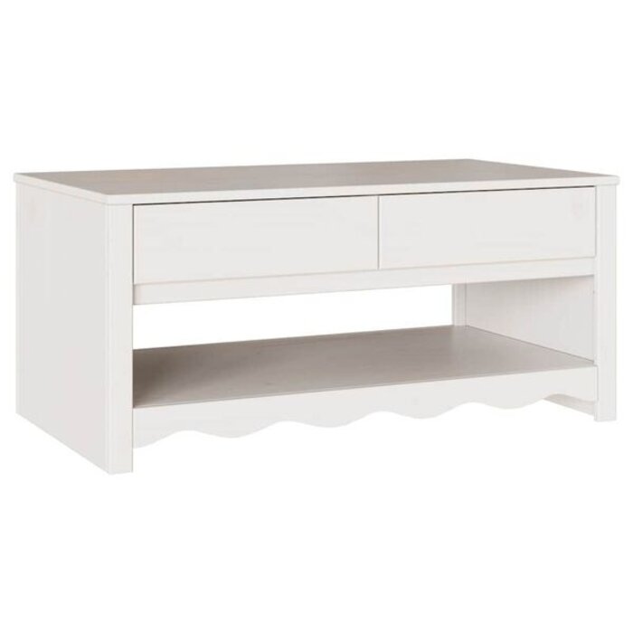 Vidaxl Stolik kawowy z drewna sosnowego 99x55cm - Biały - 80% taniej