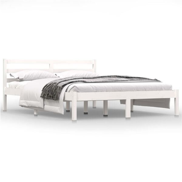Vidaxl Rama łóżka z litego drewna sosnowego 140x190 cm - Biała - 75% taniej