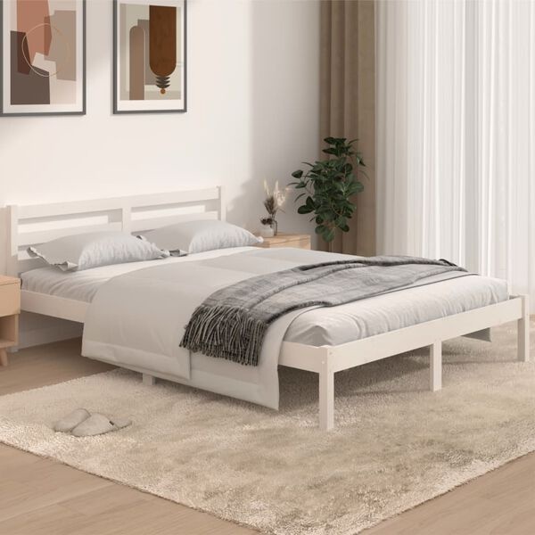 Vidaxl Rama łóżka z litego drewna sosnowego 140x190 cm - Biała - 75% taniej