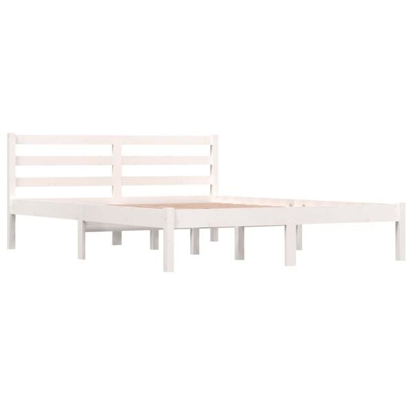 Vidaxl Rama łóżka z litego drewna sosnowego 140x190 cm - Biała - 75% taniej