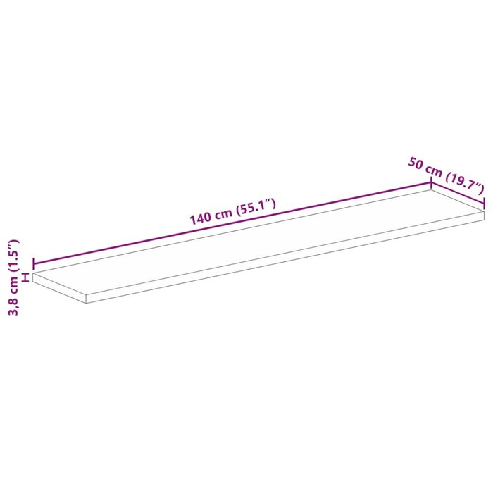 Vidaxl Blat z litego drewna z odzysku 140x50x3,8 cm - 77% taniej