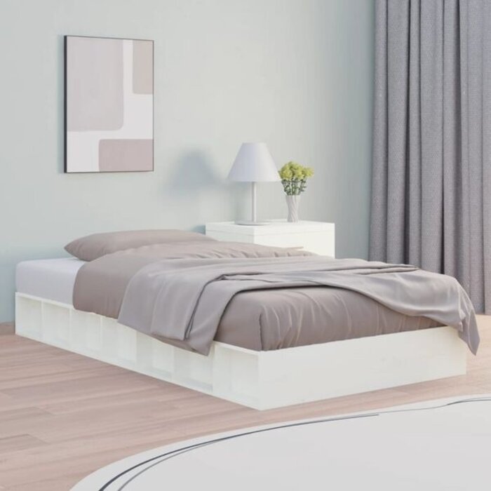Vidaxl Rama łóżka z litego drewna 120x190 cm - biała - 81% taniej
