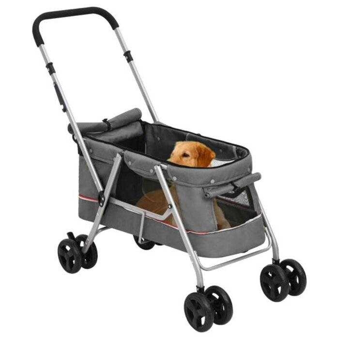 Vidaxl Wózek spacerowy dla psa szary 100x49x96 cm - 76% taniej