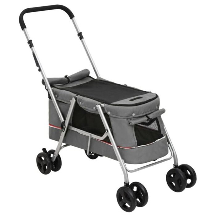 Vidaxl Wózek spacerowy dla psa szary 100x49x96 cm - 76% taniej