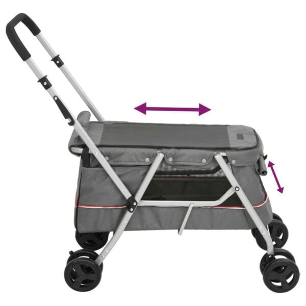 Vidaxl Wózek spacerowy dla psa szary 100x49x96 cm - 76% taniej