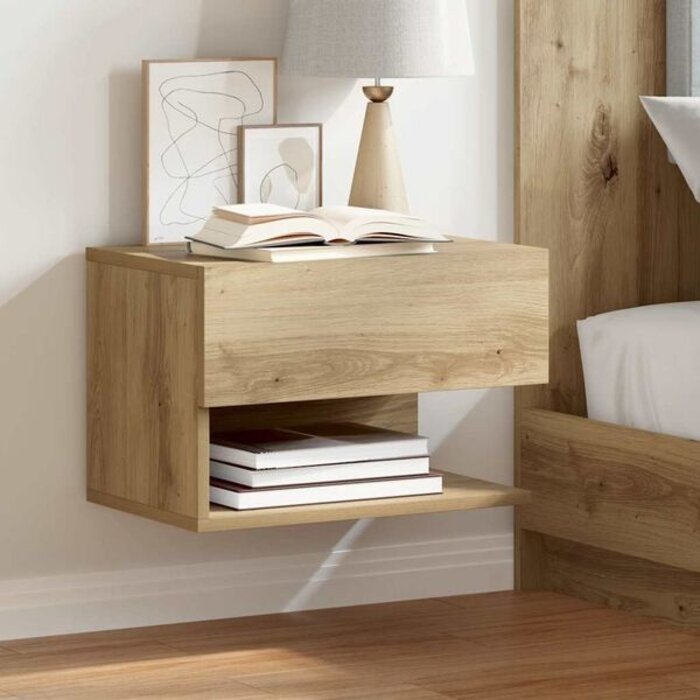 Vidaxl Wiszący stolik nocny dąb rzemieślniczy 46x30 cm - 69% taniej