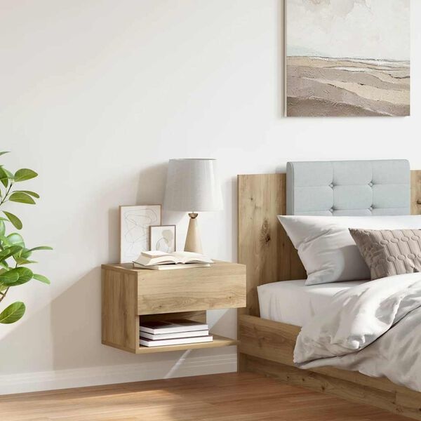 Vidaxl Wiszący stolik nocny dąb rzemieślniczy 46x30 cm - 69% taniej