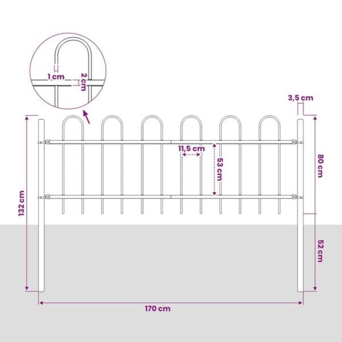 Vidaxl Stalowe ogrodzenie ogrodowe 180 x 130 cm czarne - 50% taniej